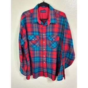 Winter Weights by Van Heusen Men's Blue/Red/Green Plaid Button Down Shirt Sz XL